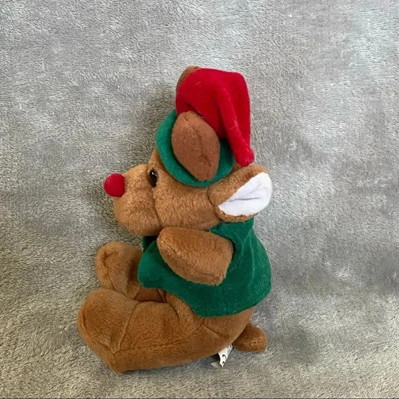 Commonwealth 8” Reindeer Elf Santa Helper Brown Green Plush Stuffed Animal Toy - Picture 5 of 7